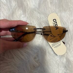 Otra ELLE FRAMELESS RECTANGULAR SUNGLASSES CHOCOLATE